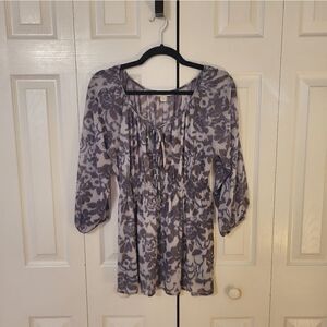 Boston Proper lavender/ grey 3/4 length sleeve blouse